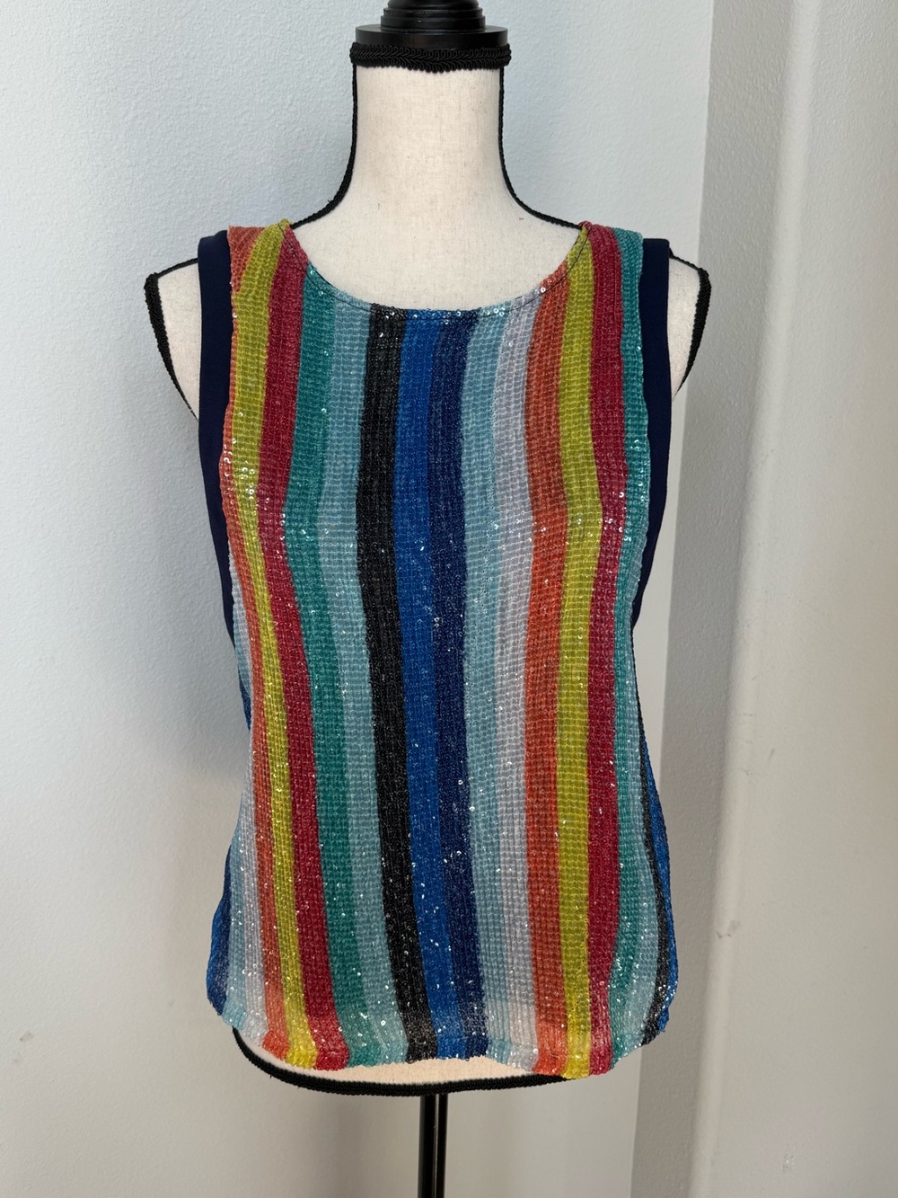 Anthropologie Eva Franco Multicolor Sequin Stripe Tank Top